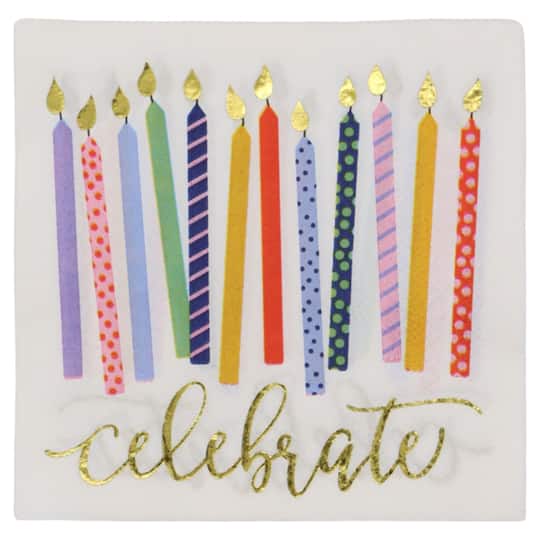 24 Packs: 20 ct. (480 total) Celebrate Candles Beverage Napkins by Celebrate It™